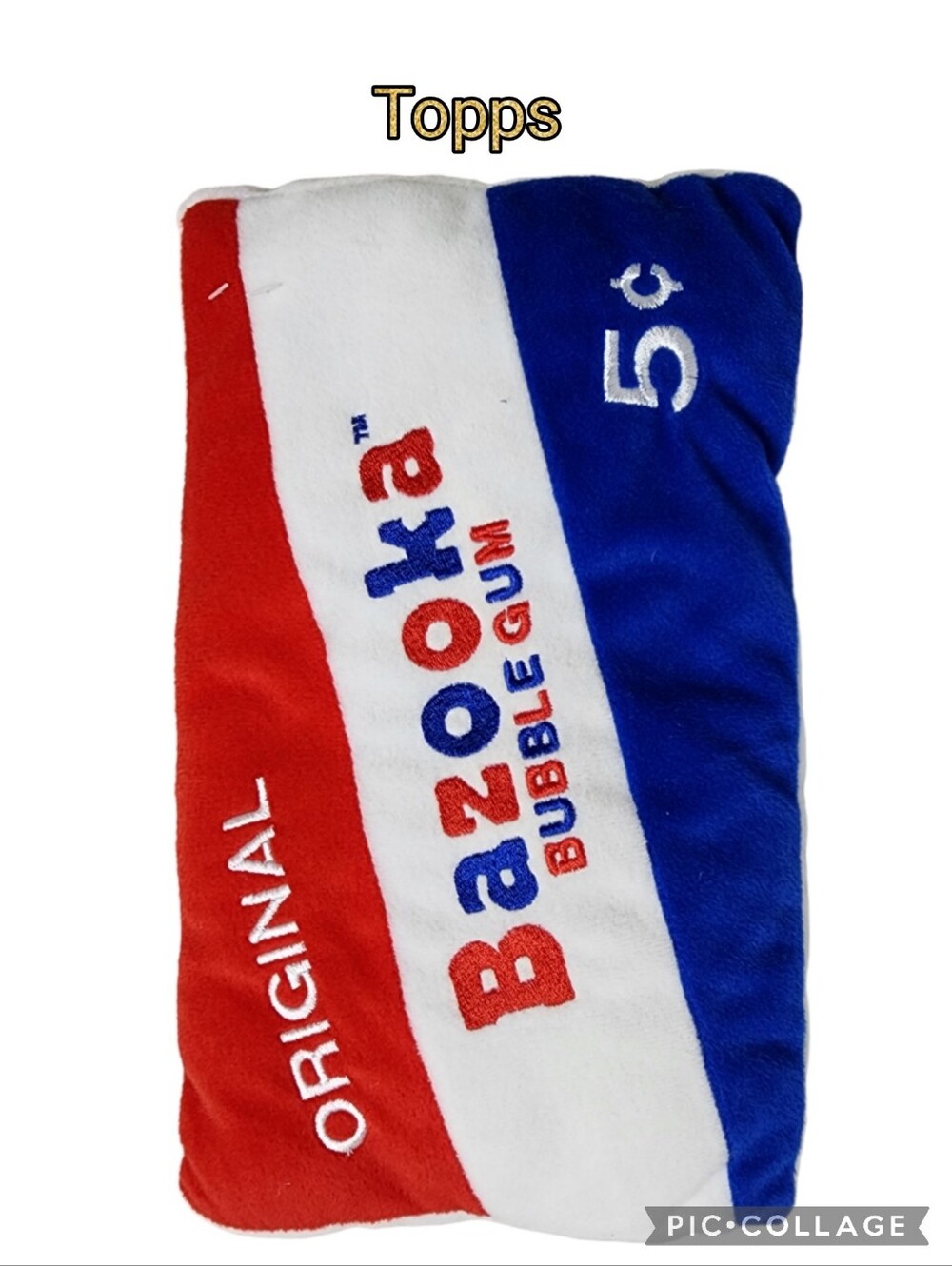 Topps mini pillow Bazooka bubble gum red white blue stuffed candy decor 🎉HP